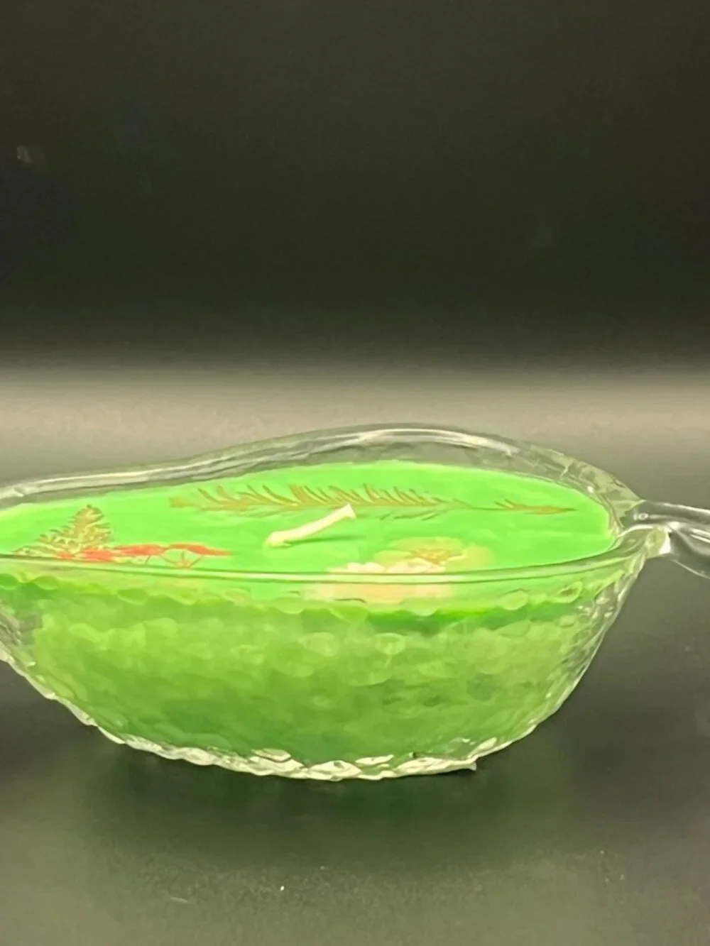 Pressed Botanical Glass Strawberry Dish Candle Woodland Green